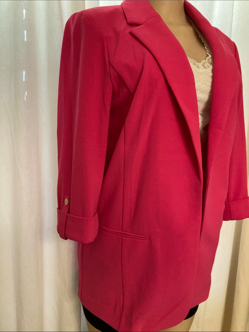 Anne Klein Hot Pink Open-Front Blazer - Picture 3 of 7